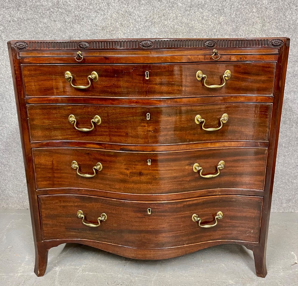 Small George III Serpentine Mahogany Chest of Drawers View IV