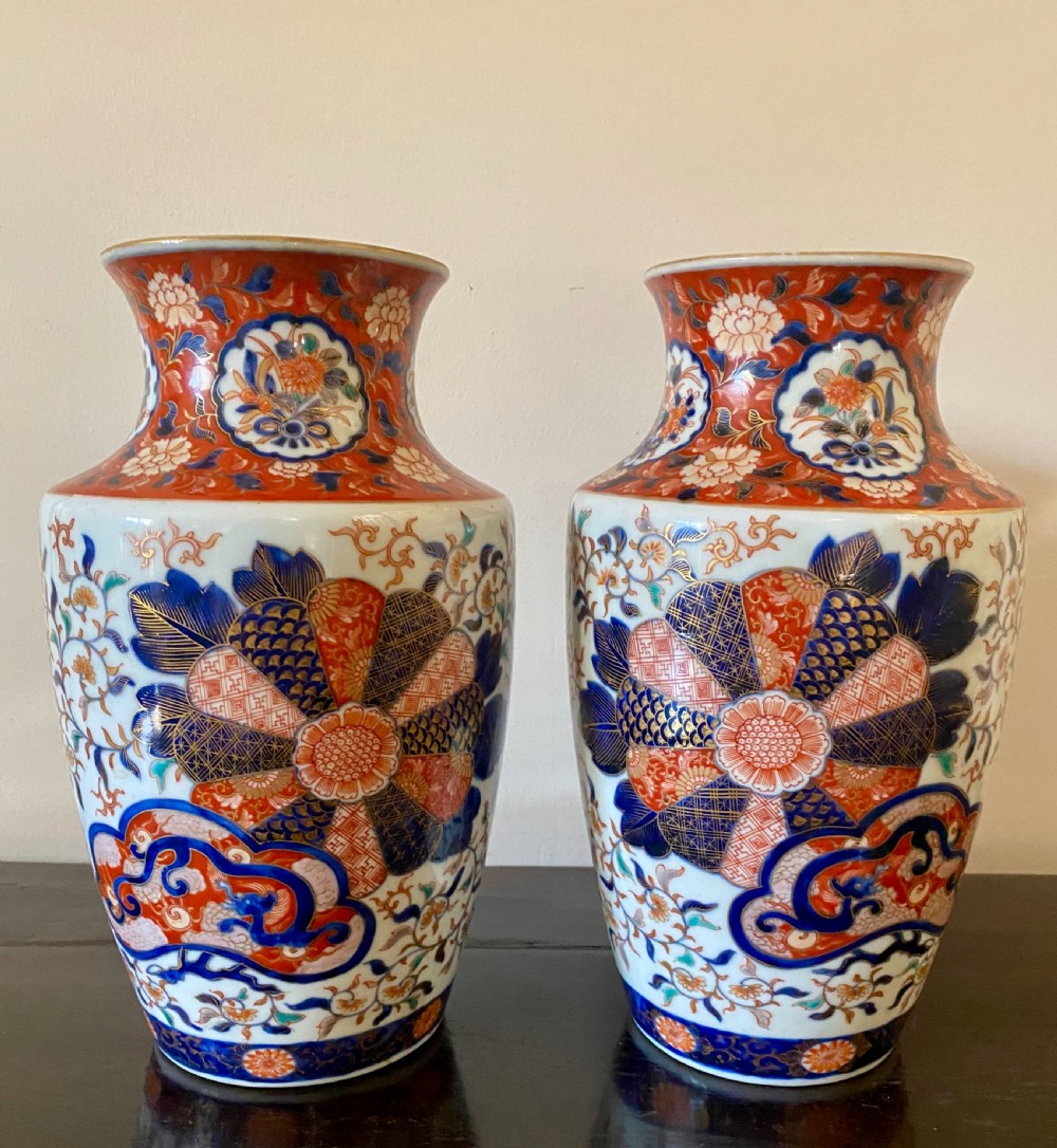 Pair of Good Quality Fukugawa Imari Vases