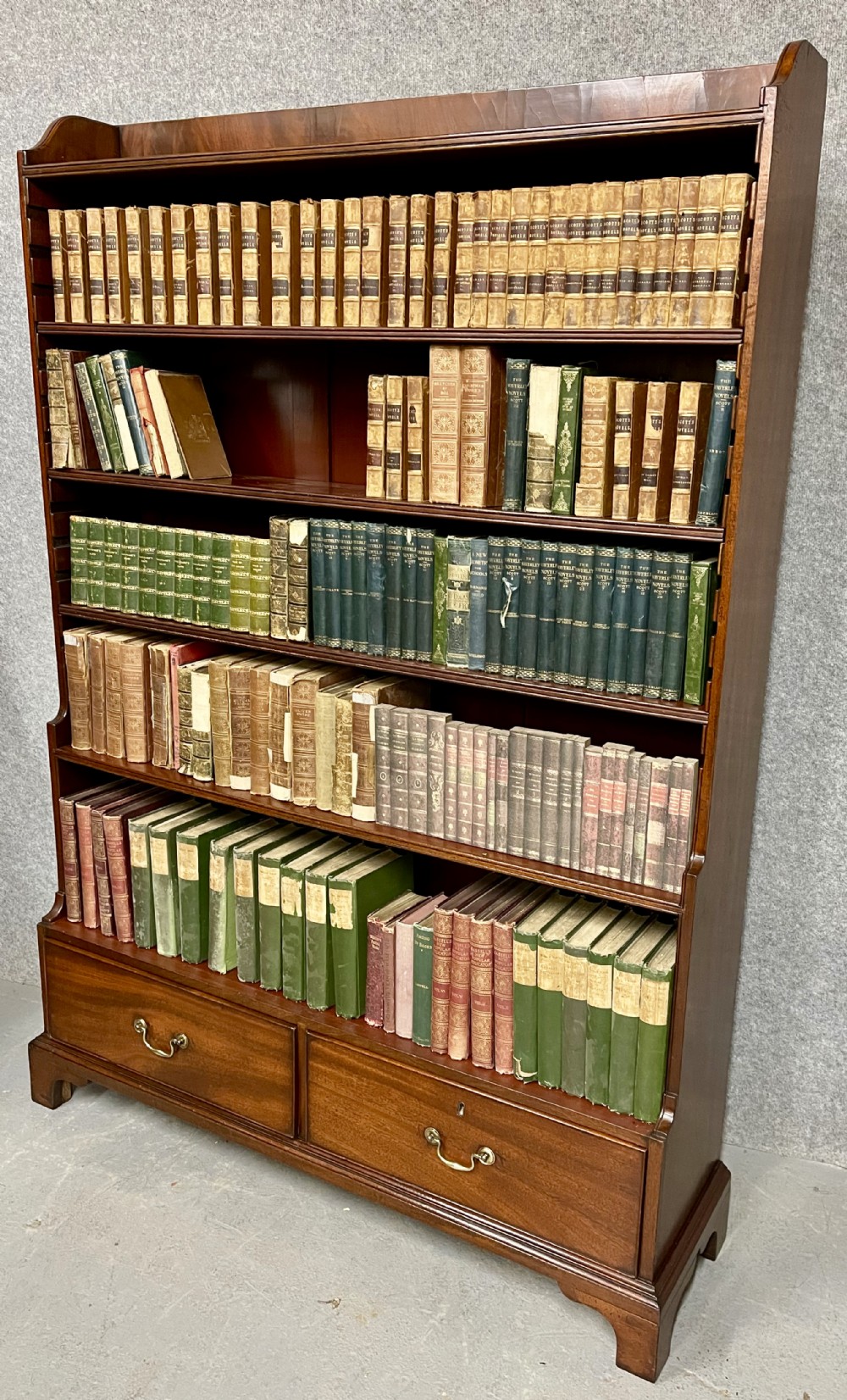 Antique Mahogany Waterfall Open Bookcase