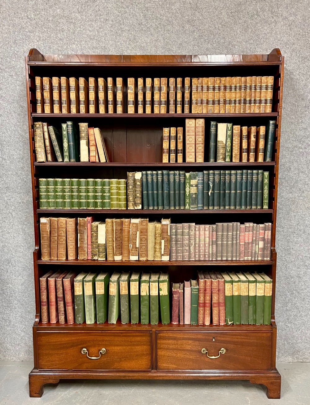 Antique Mahogany Waterfall Open Bookcase View II