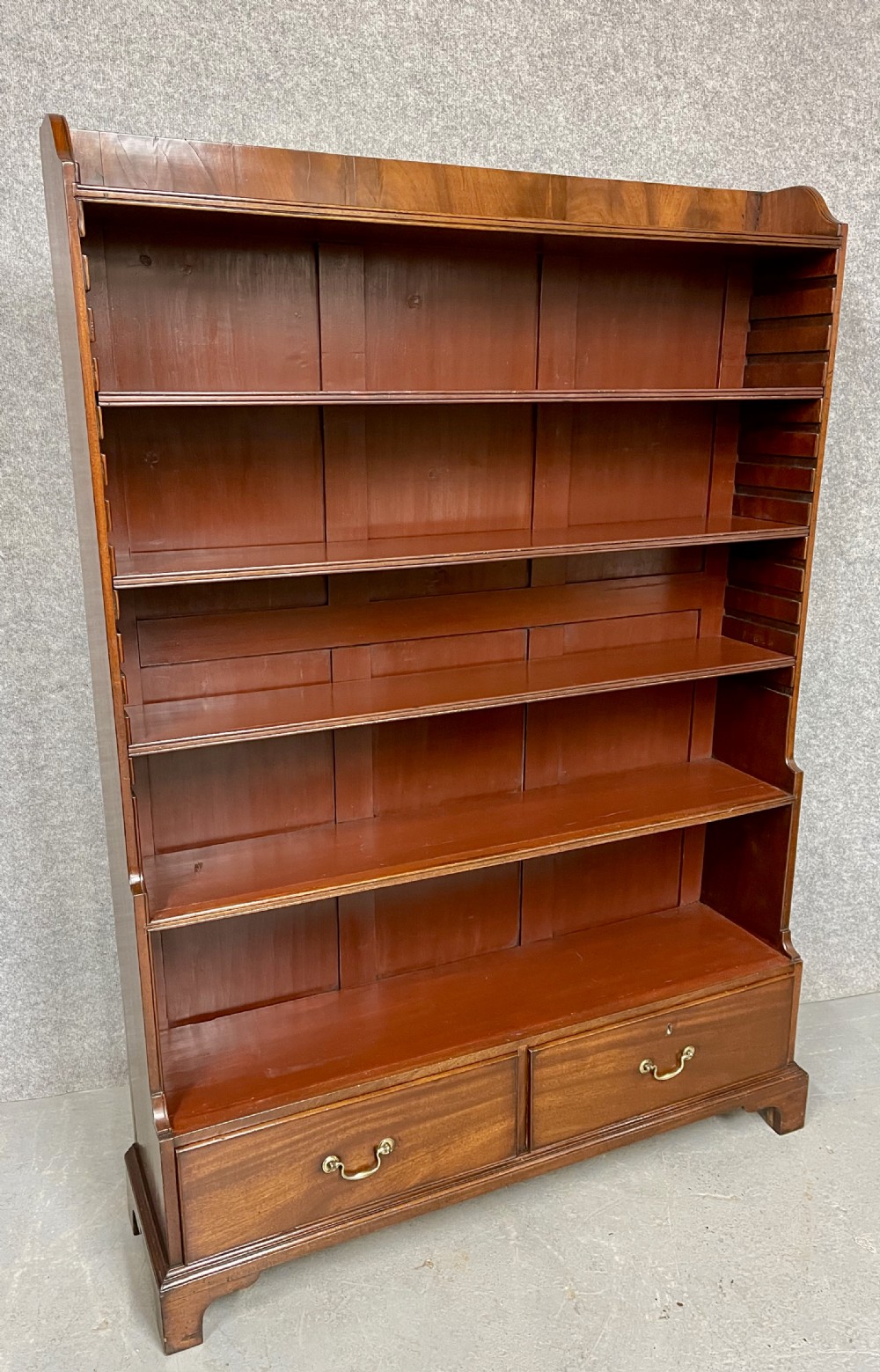 Antique Mahogany Waterfall Open Bookcase View III