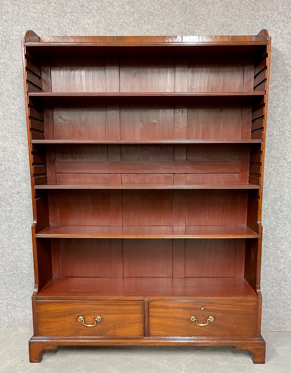 Antique Mahogany Waterfall Open Bookcase View IV