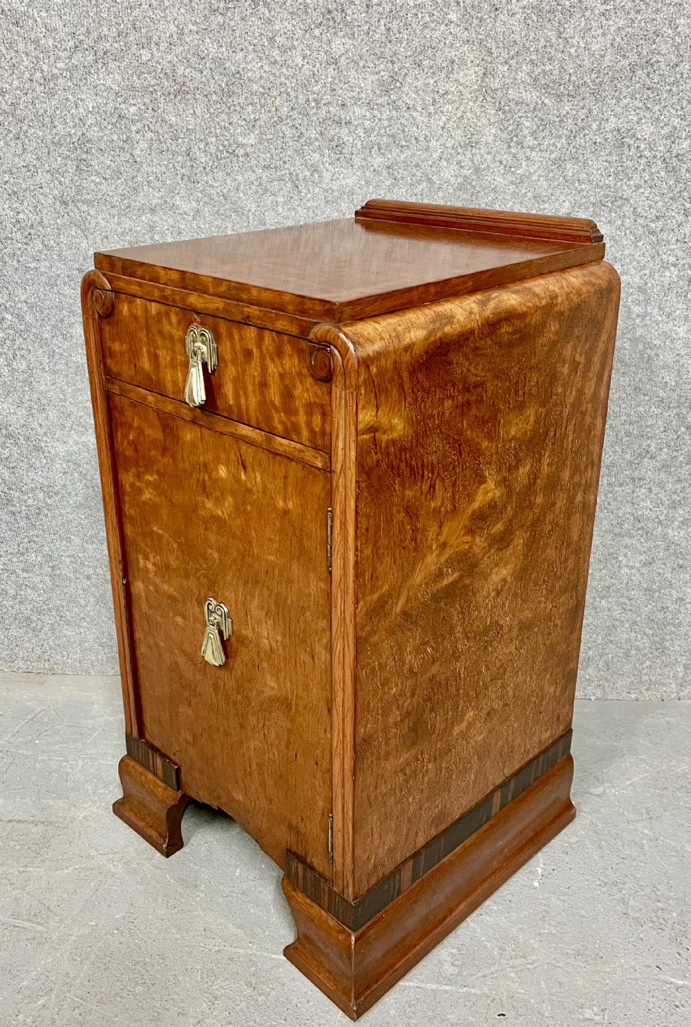 Art Deco Walnut & Macassar Ebony Bedside Cabinet