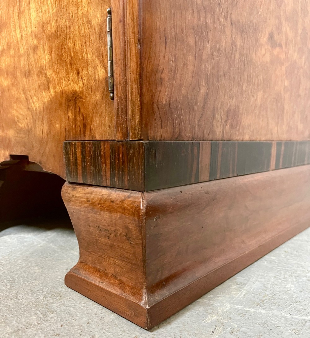 Art Deco Walnut & Macassar Ebony Bedside Cabinet View V