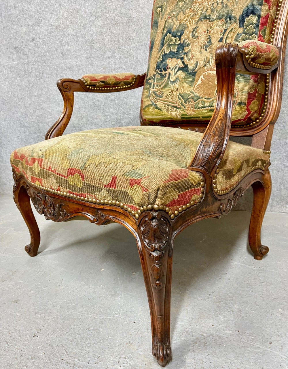 Large Pair of French Walnut Armchairs View V