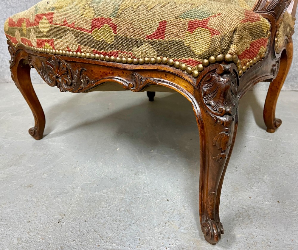 Large Pair of French Walnut Armchairs View VI