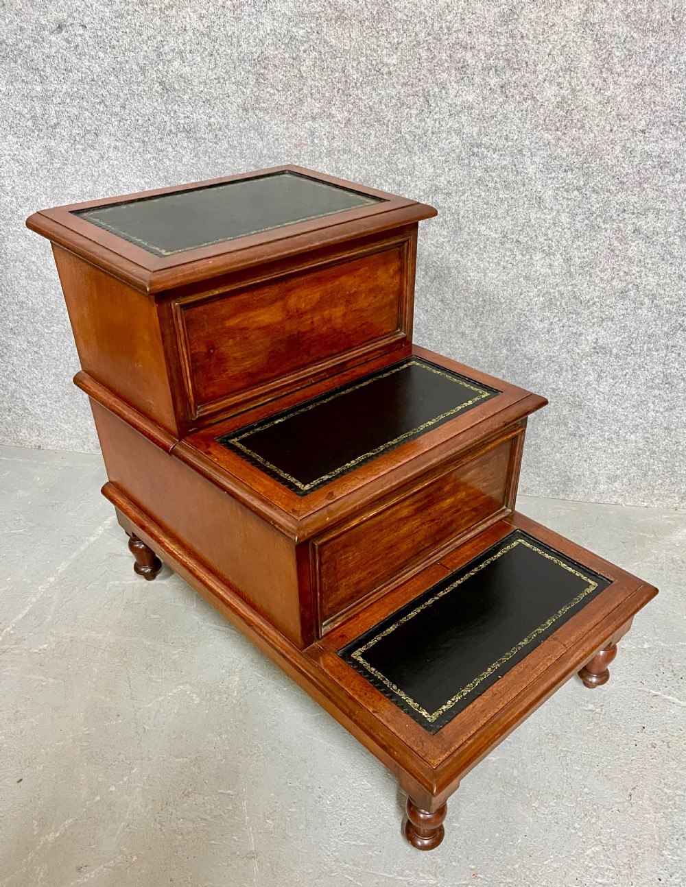 Antique Mahogany Library Steps