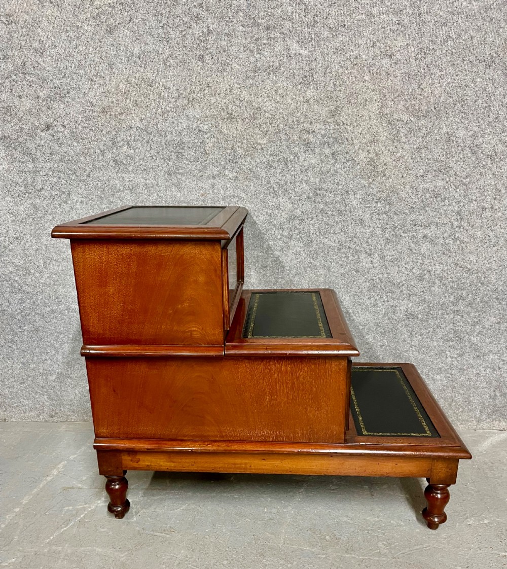 Antique Mahogany Library Steps View II