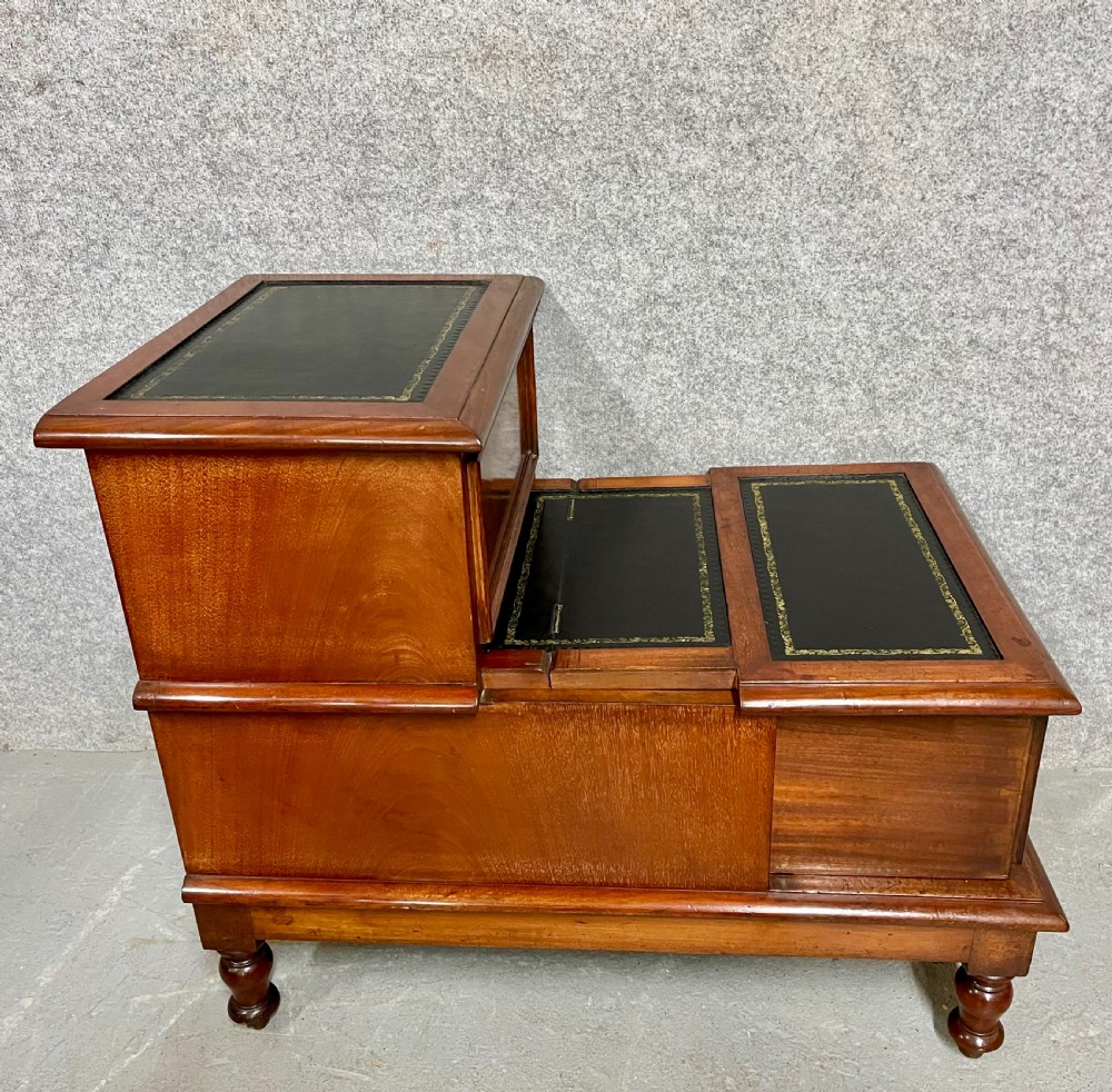 Antique Mahogany Library Steps View III