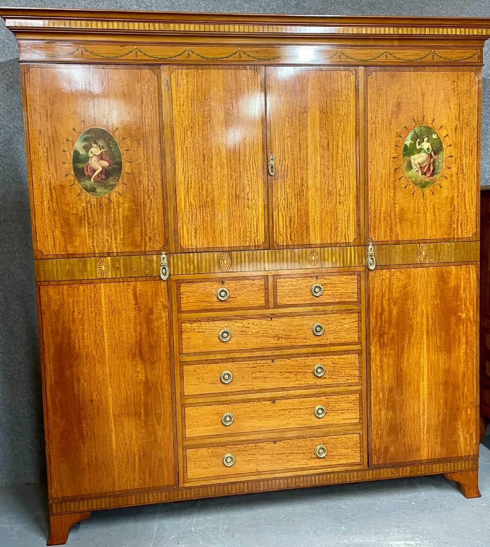 Fine Antique Satinwood and Inlaid Wardrobe View XIII