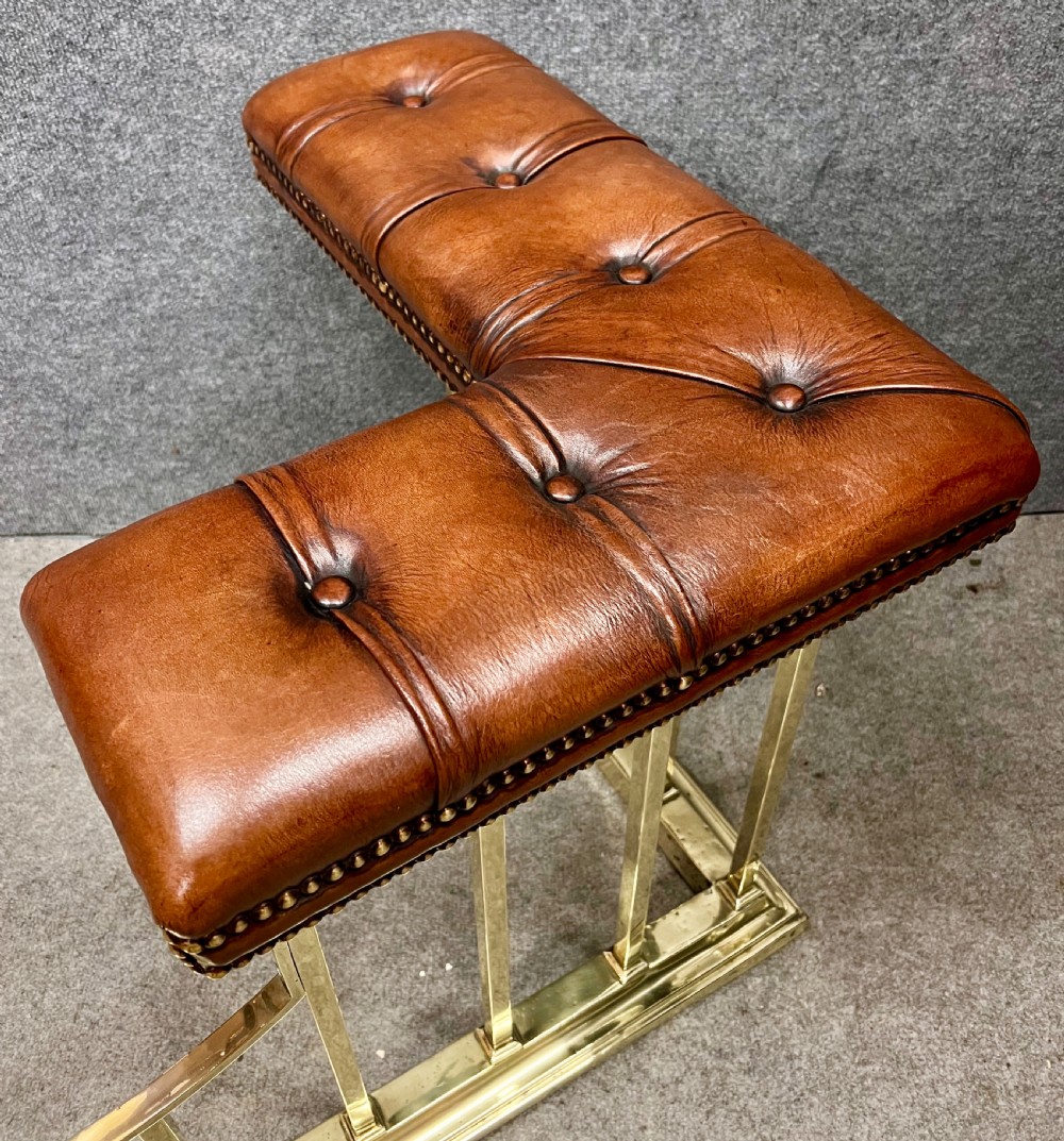 Large Brass and Leather Club Fender View II