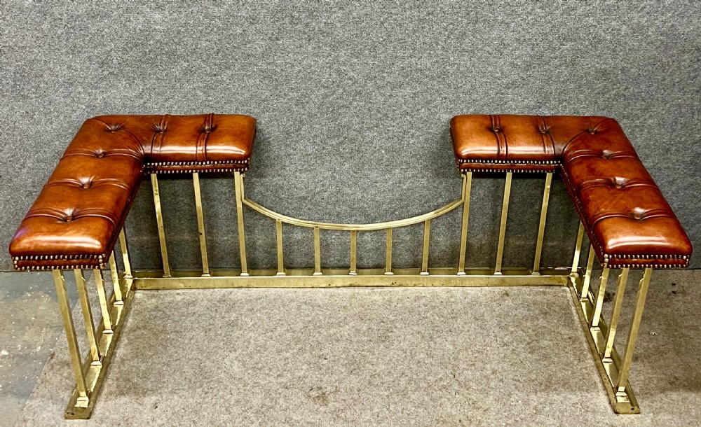 Large Brass and Leather Club Fender View V