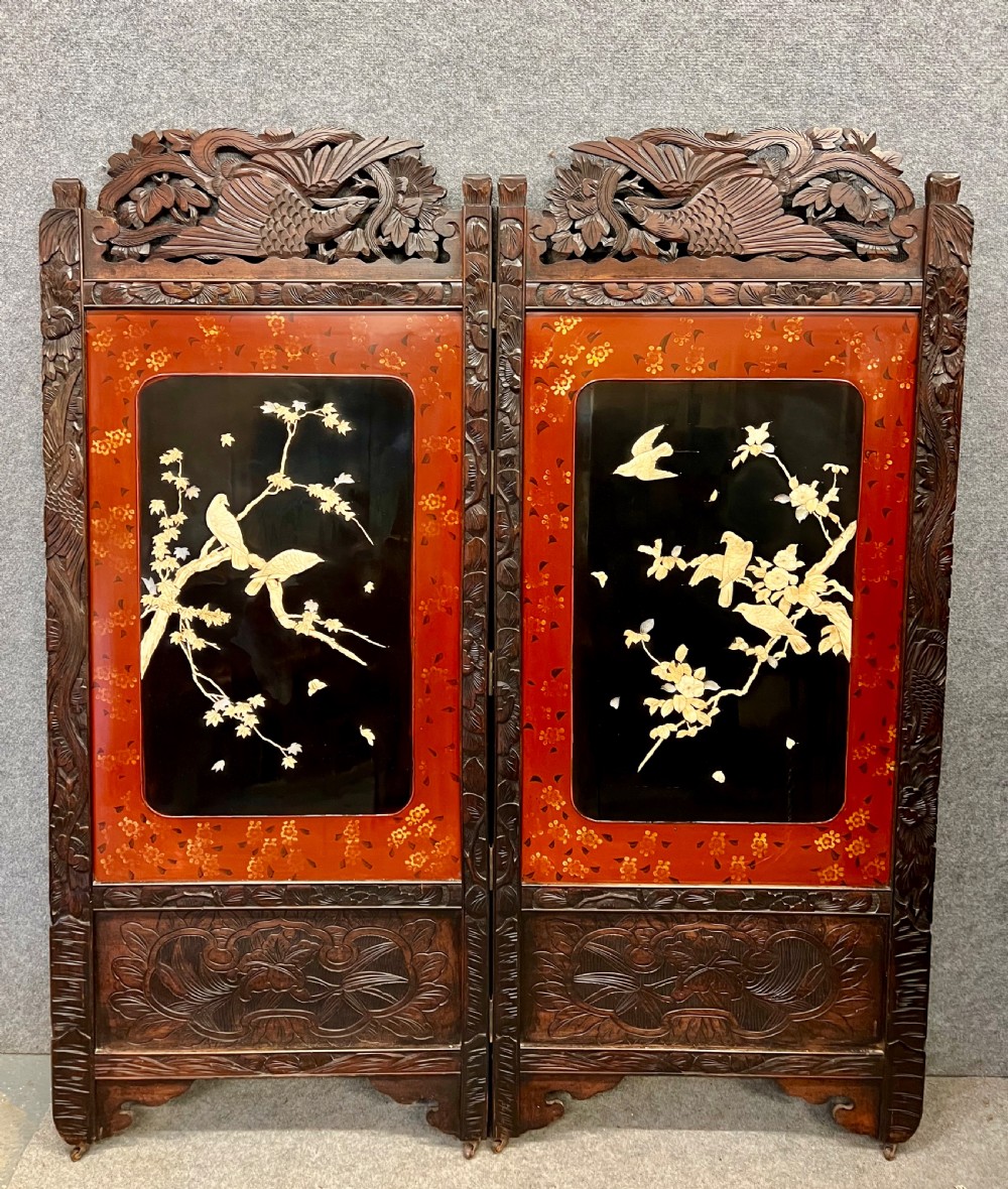 Meiji period Japanese Shibayama Full Height Screen