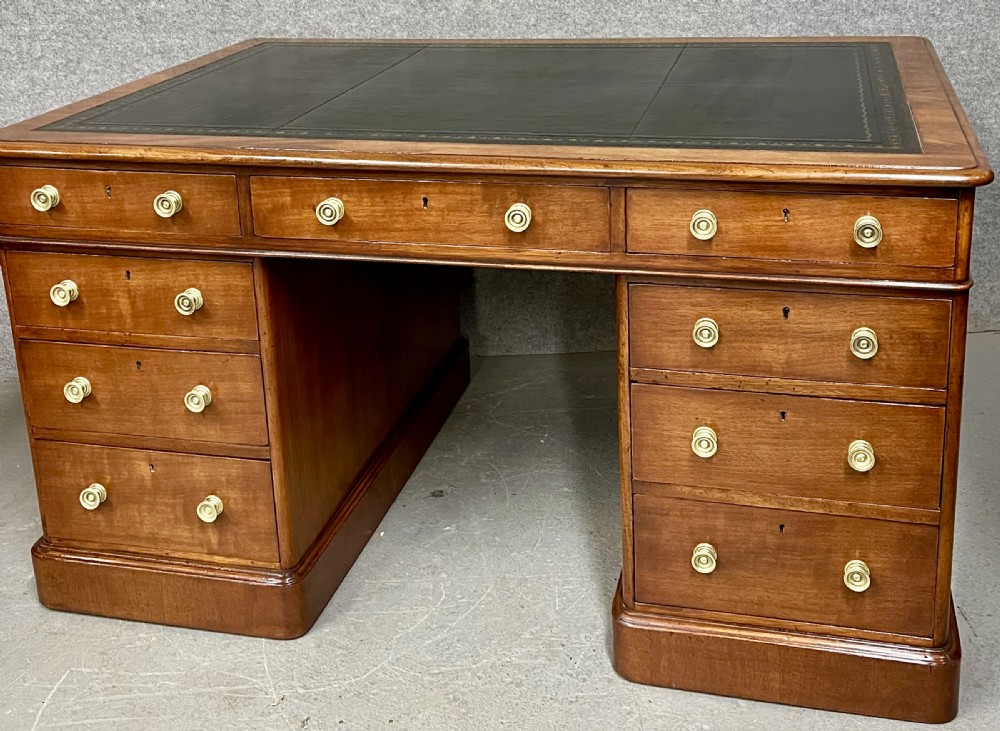 Good Antique 18 Drawer Mahogany Partners Desk View II