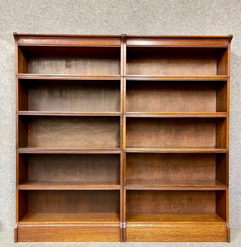 A Pair Of Oak Sectional Open Bookcases By William Baker & Co. Library Furnishers  Of Oxford View III