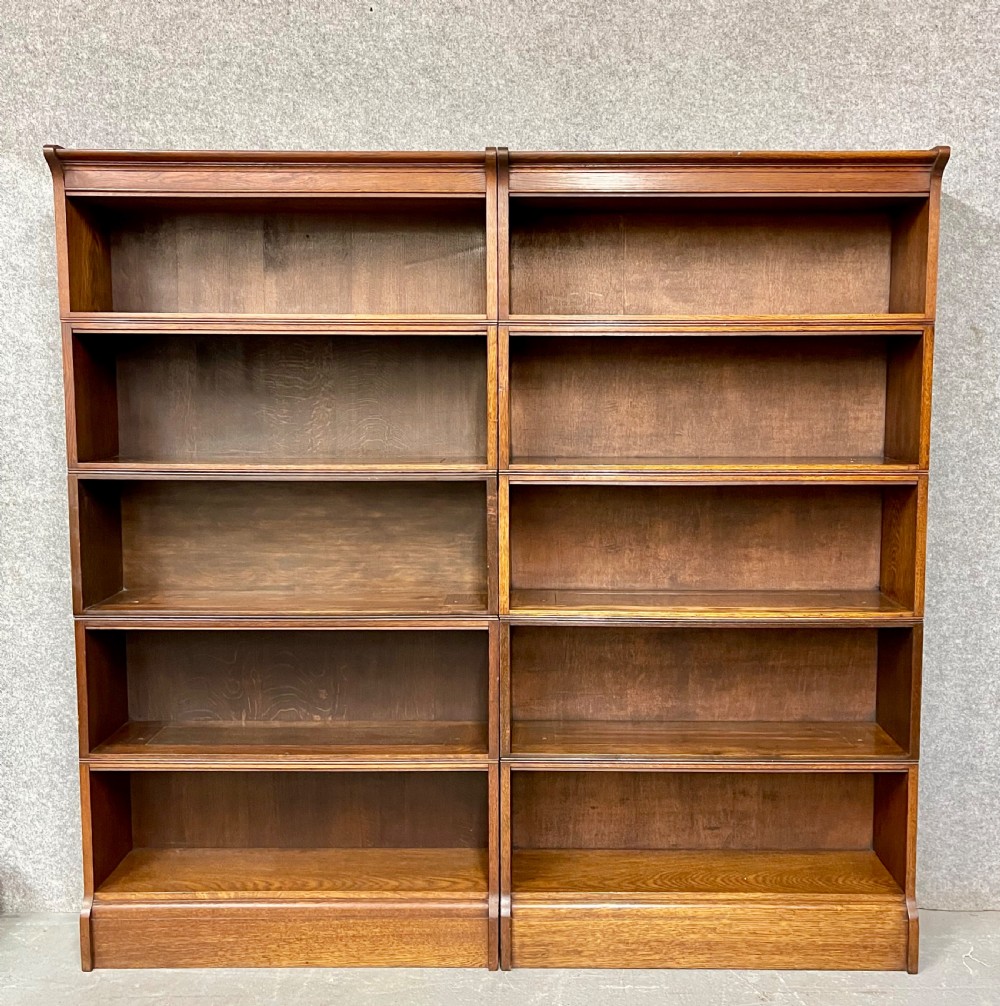 A Pair Of Oak Sectional Open Bookcases By William Baker & Co. Library Furnishers  Of Oxford View V