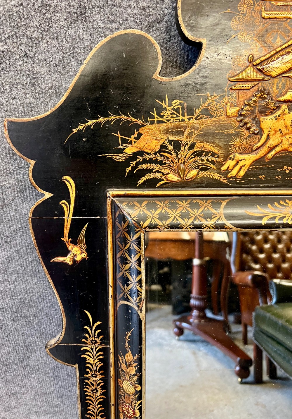 18th Century Jappaned Wall Mirror View III