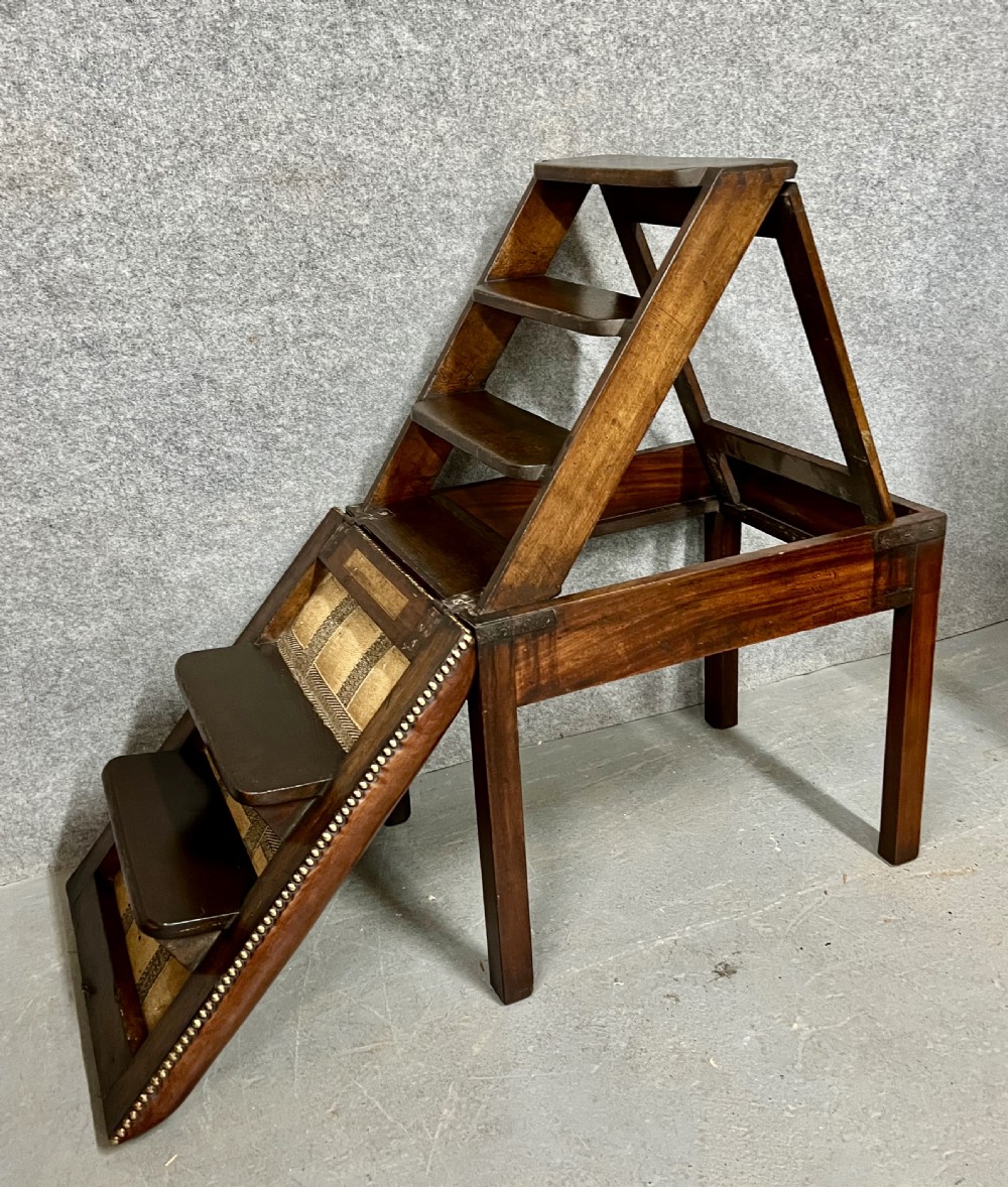 Rare 18th Century Mahogany Metamorphic Library Steps View III