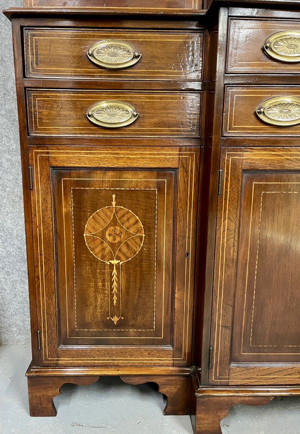 Edwardian Mahogany & Inlaid Breakfront Bookcase View VI