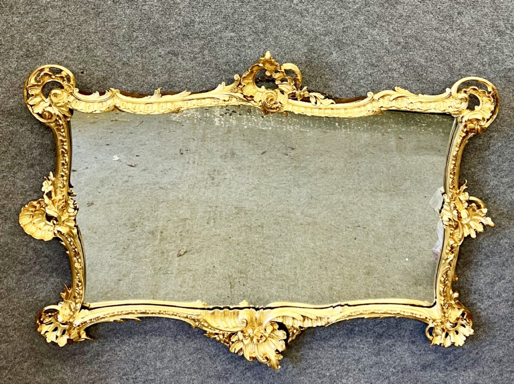Antique Rococo Gilded Overmantel Mirror