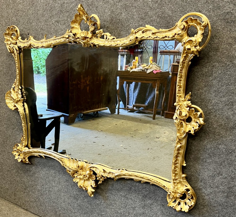 Antique Rococo Gilded Overmantel Mirror View XII