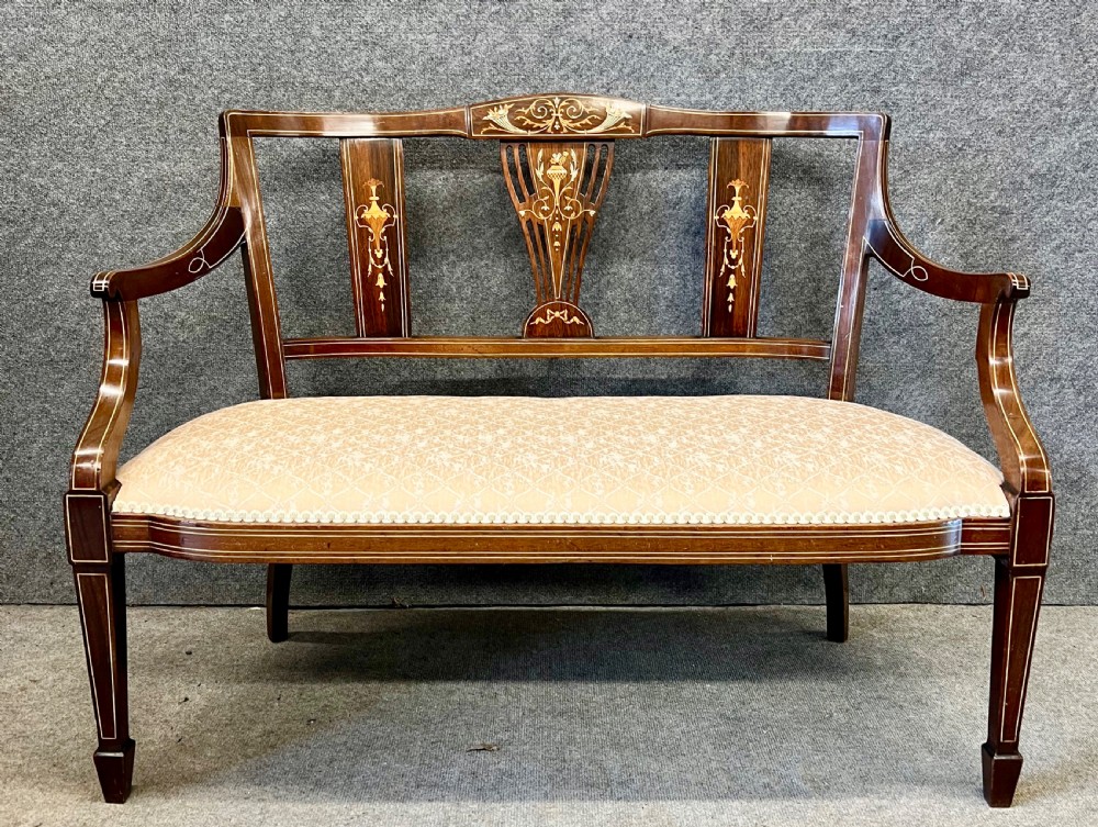 Pretty Edwardian Inlaid settee View II