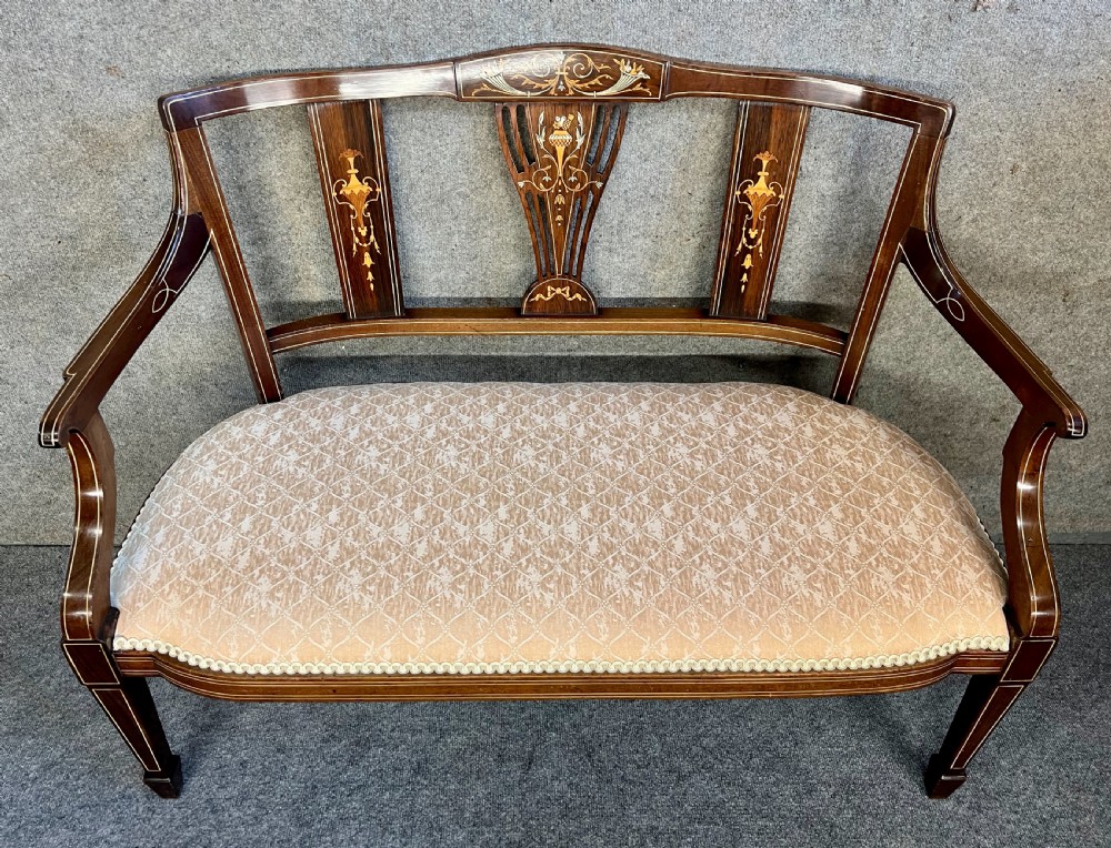 Pretty Edwardian Inlaid settee View VIII