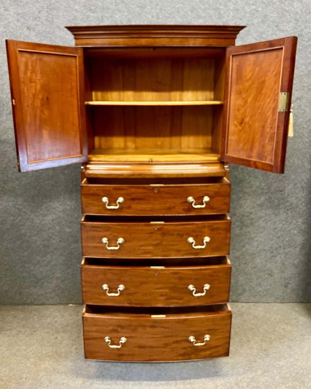 Bow Fronted Mahogany Linen Press  View II