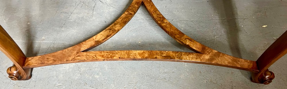 Burr Walnut Demi lune Console Table View VII