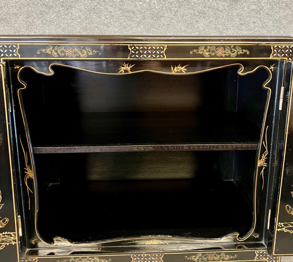 Chinoiserie Lacquered and Soapstone inlaid Cocktail Cabinet View VIII