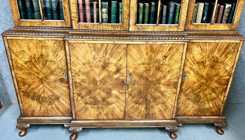 Walnut Breakfront Bookcase View III