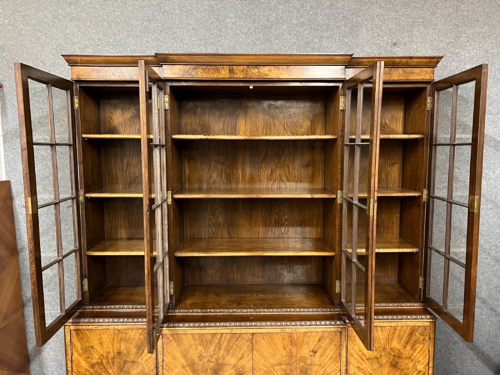 Walnut Breakfront Bookcase View V