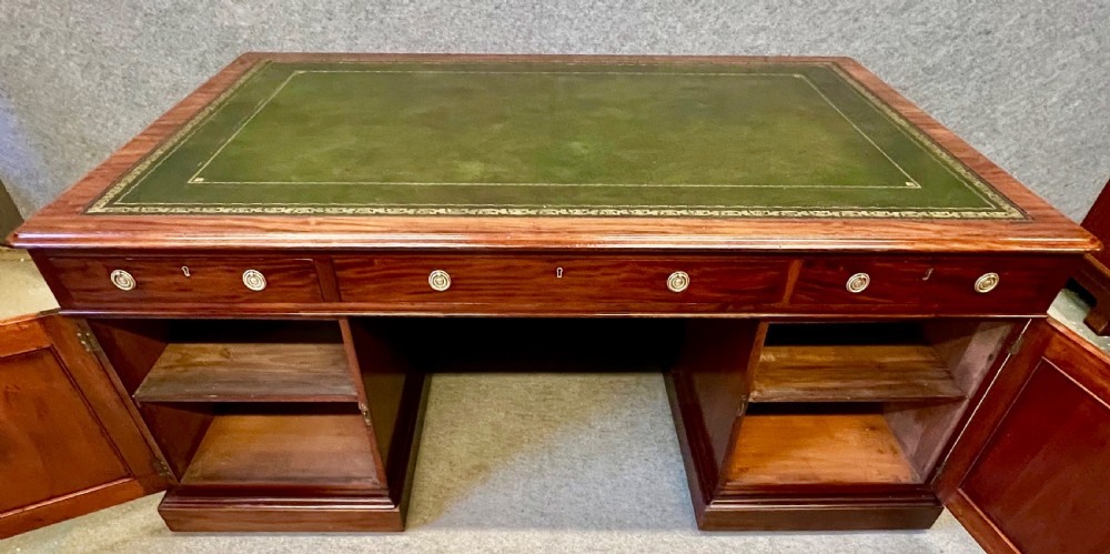 Very Large (6ft.X4ft.) George III Mahogany Partners Desk View II