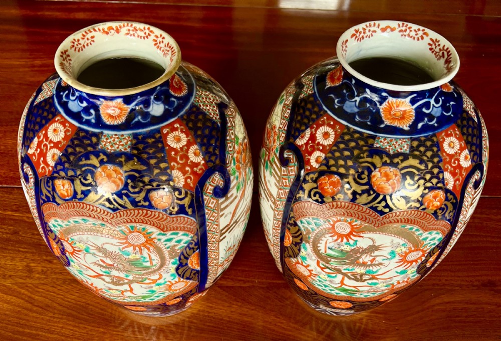 Pair of Antique Imari Vases View II