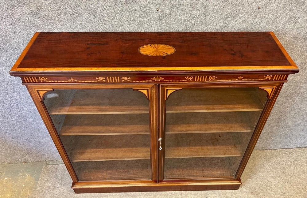Good Quality Inlaid Mahogany Bookcase