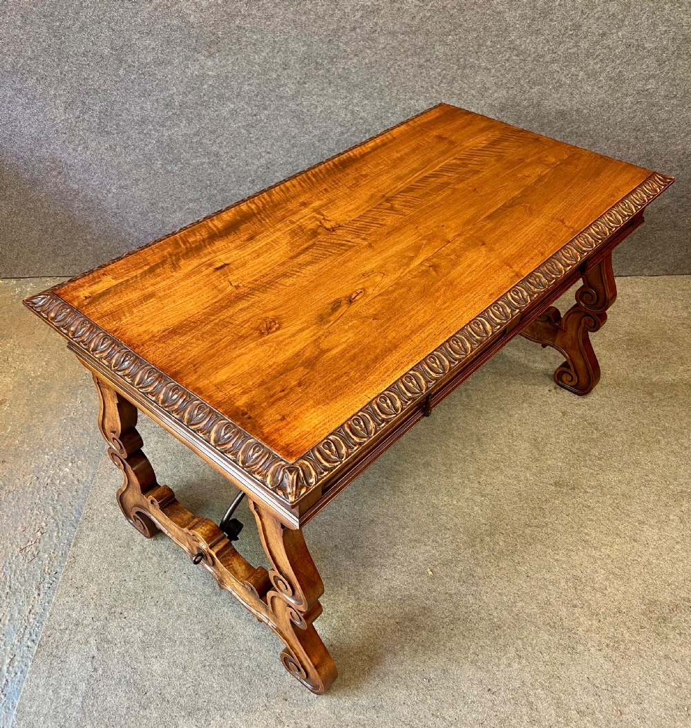 Antique Freestanding Spanish  Walnut Library Writing Table  View III