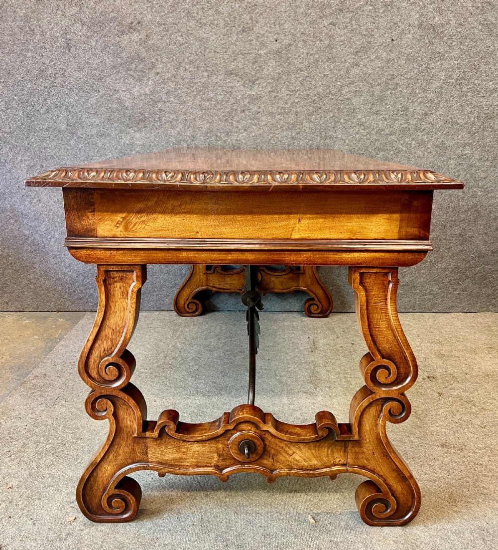 Antique Freestanding Spanish  Walnut Library Writing Table  View IV