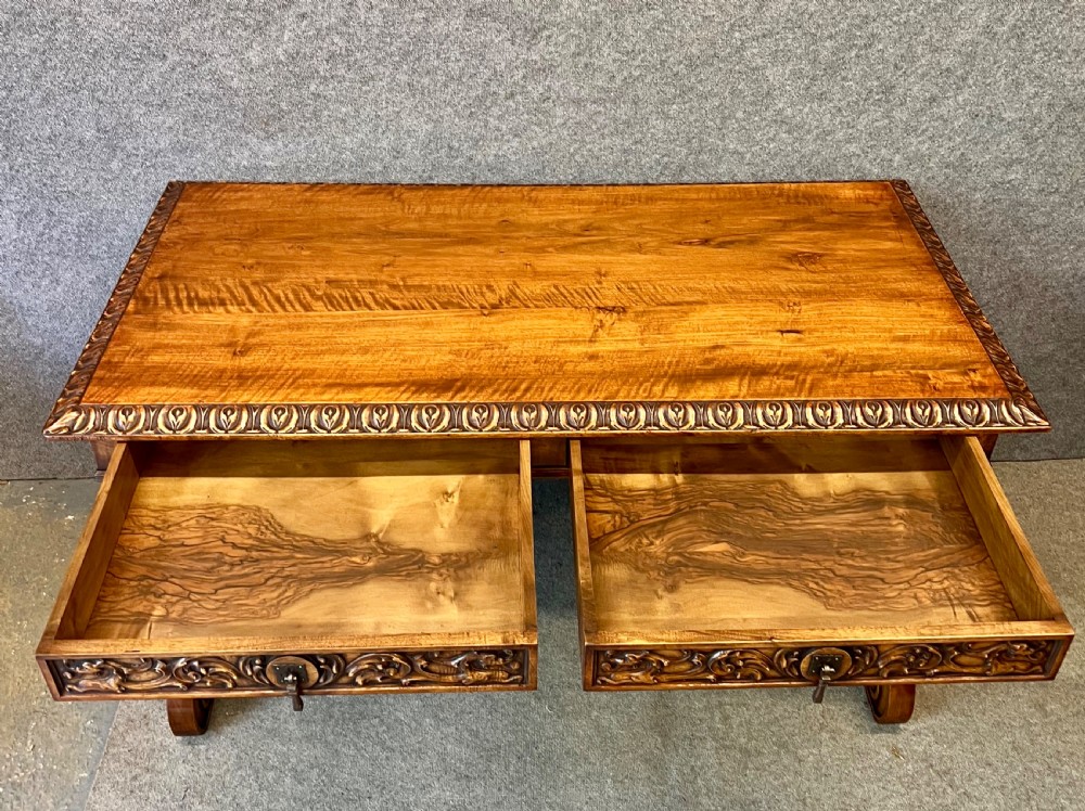 Antique Freestanding Spanish  Walnut Library Writing Table  View VI