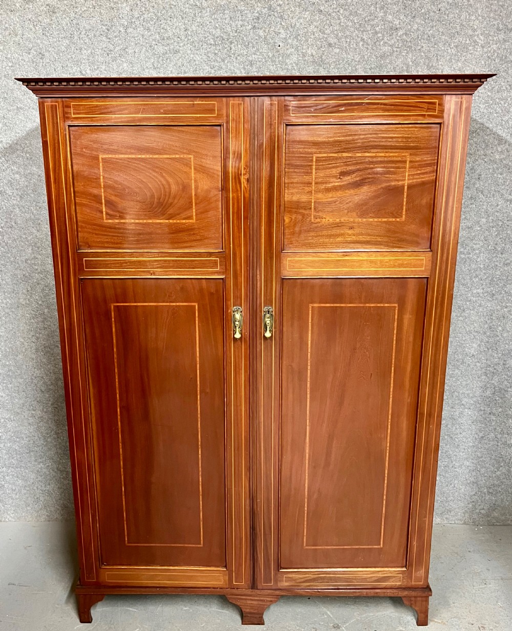 Edwardian Mahogany & Inlaid Compactum Wardrobe View II