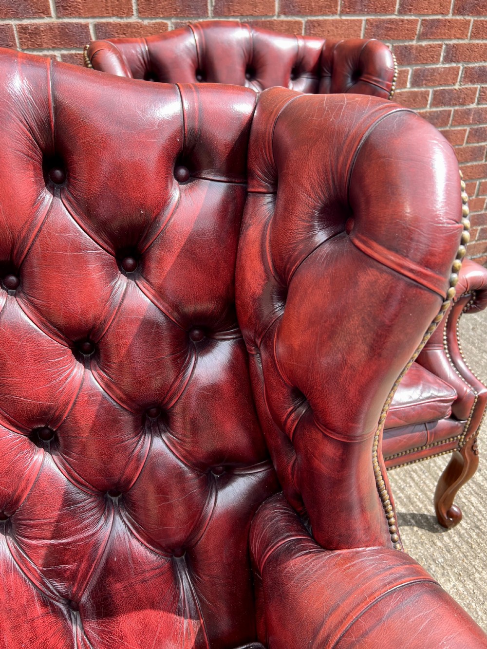 Pair of Georgian Style Leather Winged Armchairs View VII