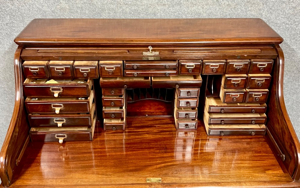 Superior Quality Antique Walnut Roll Top Desk View II