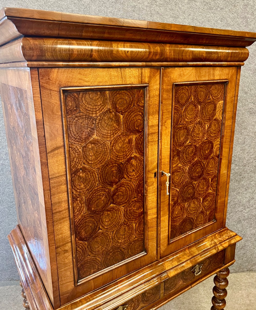 Substantial William & Mary Style Oyster Wood Cocktail Cabinet View XIV