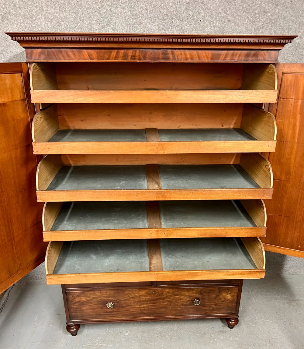 George III Figured Mahogany Linen Press View II