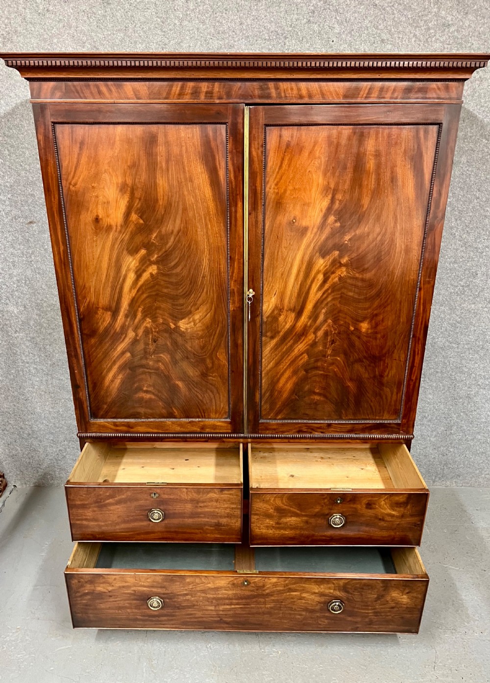 George III Figured Mahogany Linen Press View XI