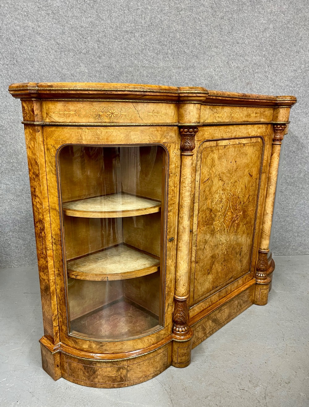 Quality Antique Burr Walnut Credenza By Debenham & Hewitt View IV