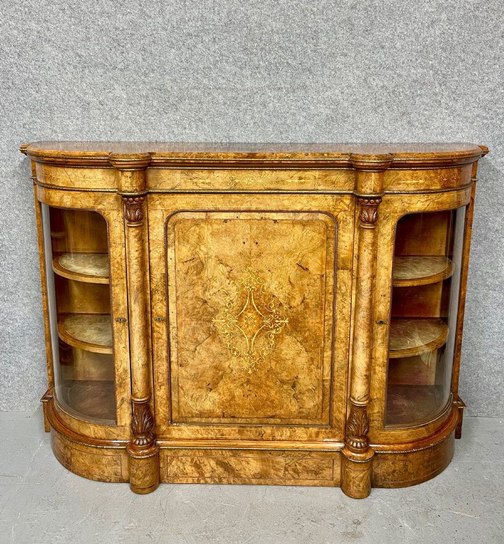Quality Antique Burr Walnut Credenza By Debenham & Hewitt