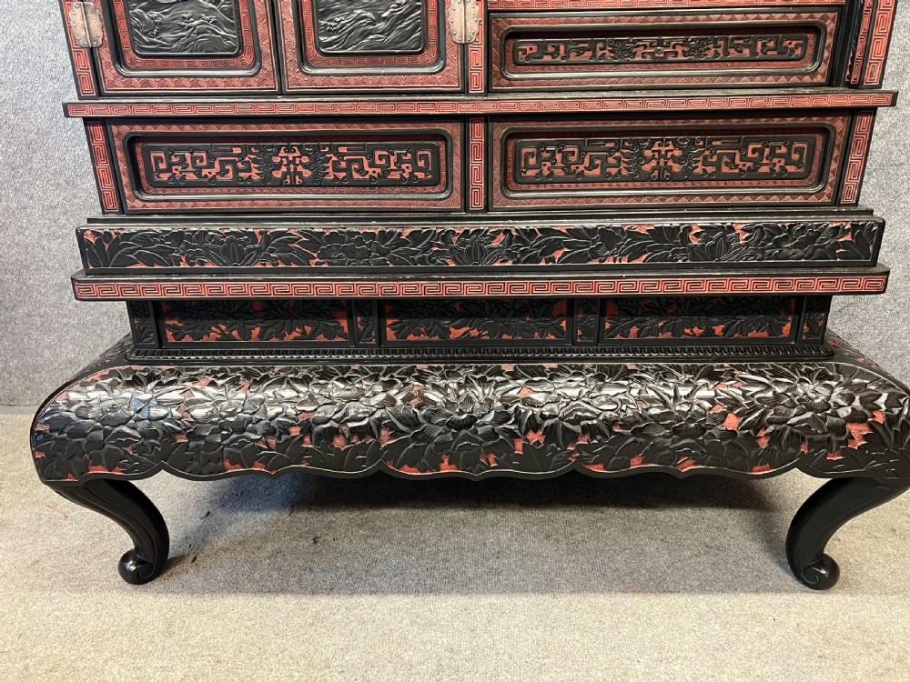 Meiji period Blac & Cinnabar Lacquer Shodana Cabinet View III