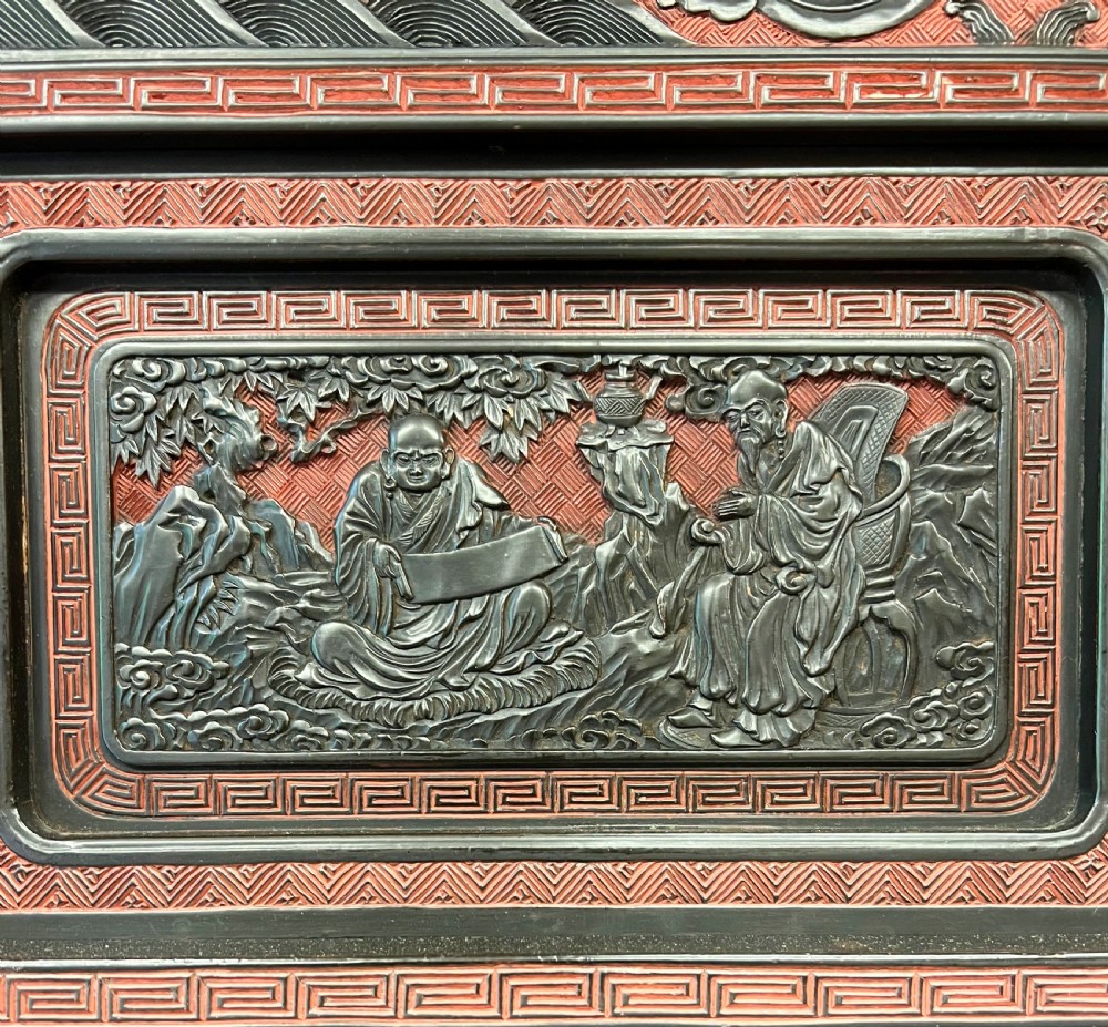 Meiji period Blac & Cinnabar Lacquer Shodana Cabinet View V
