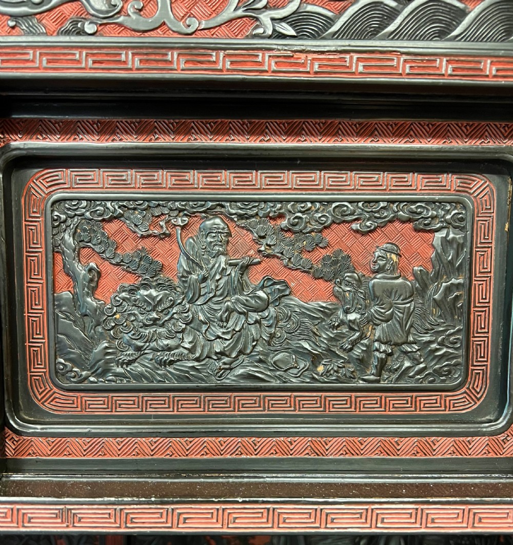 Meiji period Blac & Cinnabar Lacquer Shodana Cabinet View VI
