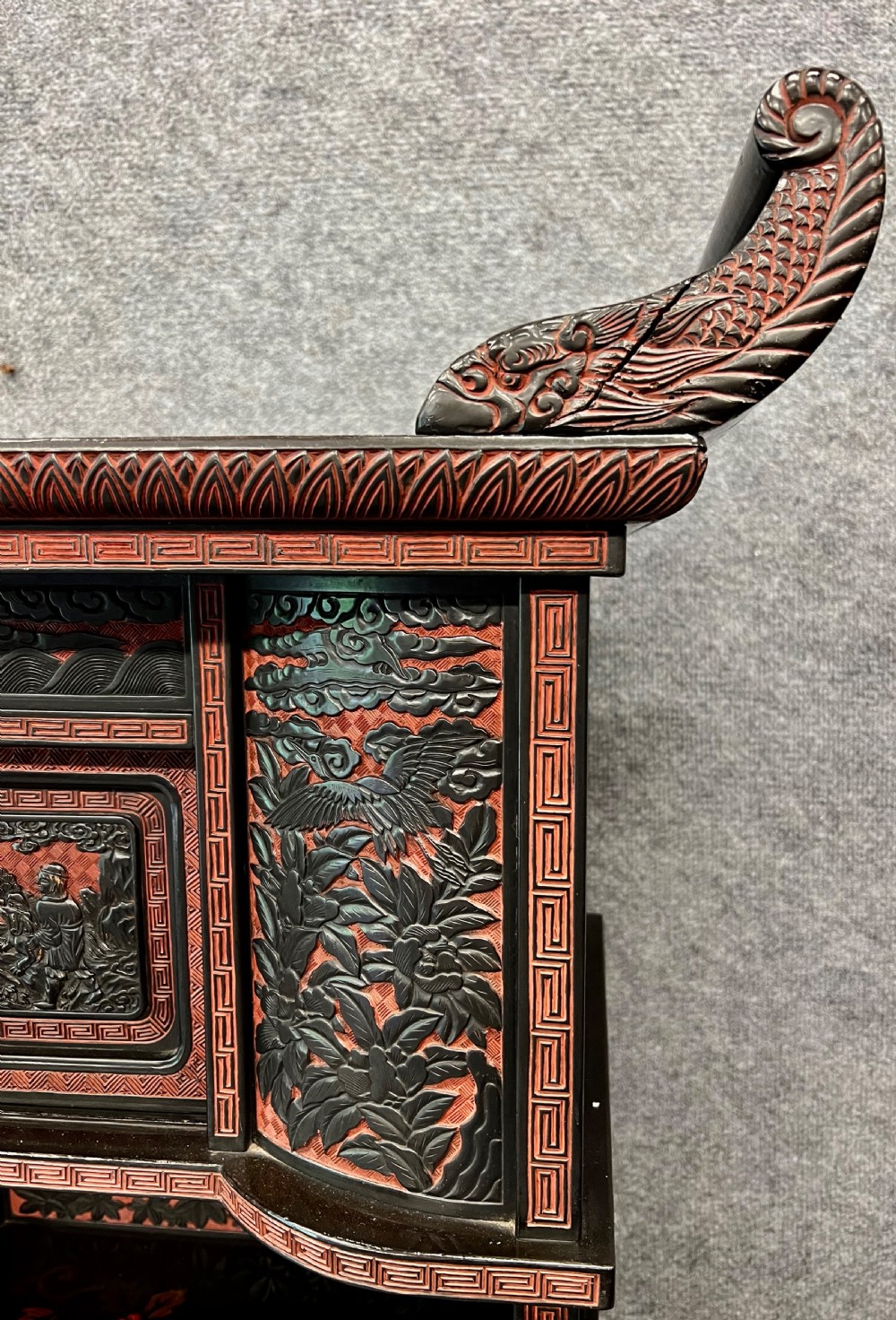 Meiji period Blac & Cinnabar Lacquer Shodana Cabinet View X